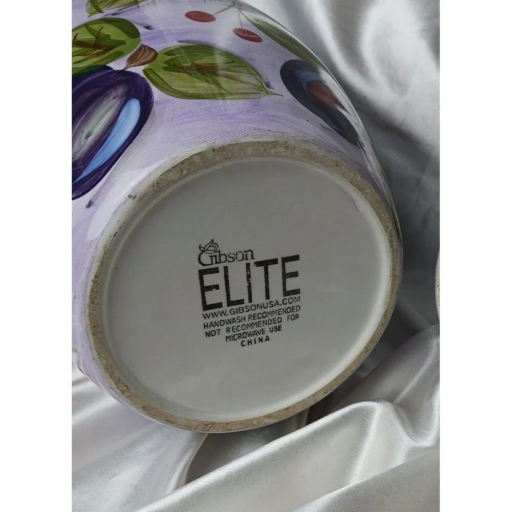 GIBSON ELITE TUSCANY FRUIT THEME CANISTER JAR LATCHING TOP W/SEAL Lot of 2